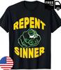 Men's REPENT SINNER Christian Graphic T-Shirt - Bold Prayer Hands Design