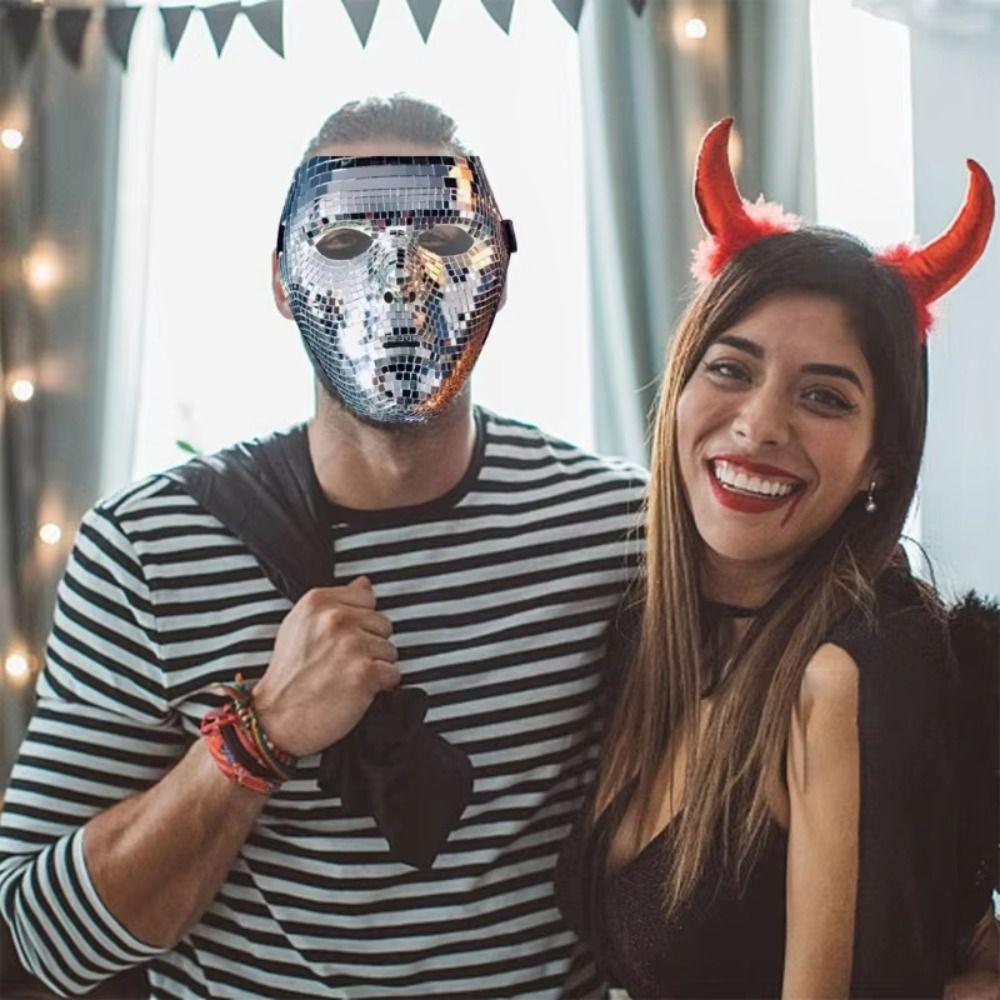 Full Face Night Club Mask Masquerade Home DJ Decor Elegant Ball Glitter Mirror Face Mask  Women