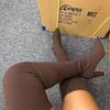 Women's Knit Pointed-Toe Chunky Heel Over-the-Knee Elastic Wool Boots