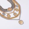 Personality Trend Ladies Geometric Badge Pendant Multi-Layer Chain Necklace Set Hip Hop Punk Style Pendant