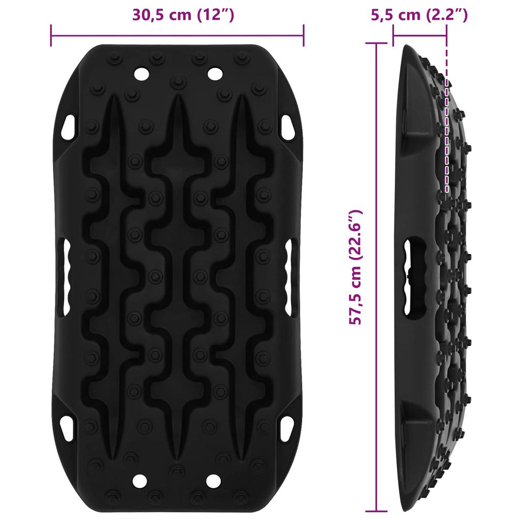 Traction Plates 2 pcs Black 57.5x30.5x5.5 cm