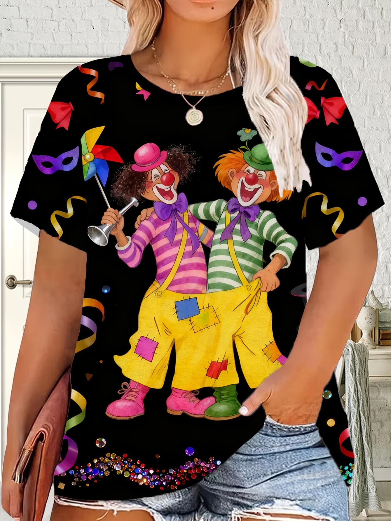 

Printed Design - Not Textured Women s Casual Travel Round Neck Short Sleeve T-Shirt. Mr. Clown Playfully Dancing Duo Print - Breathable All-Season Fas M дубильная кора