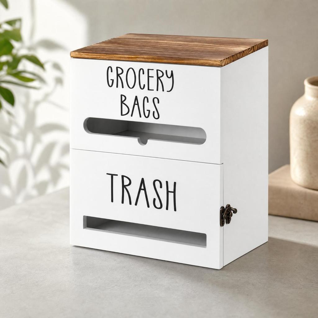 Wall-Mount Bag Storage Box Countertop Kitchen Paper Organizer Multi-Functional