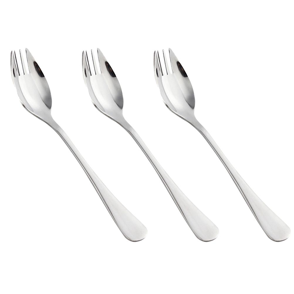 6 Pcs Stainless Steel Sporks Picnic Dual-purpose Spoon Instant Noodle Salad Flatware