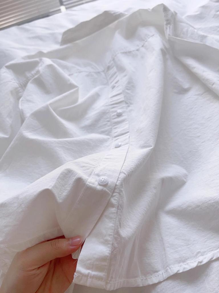Blue Pure Cotton Women's Shirt, Unique Loose Commuter Design for Early Spring & Autumn 2026.
