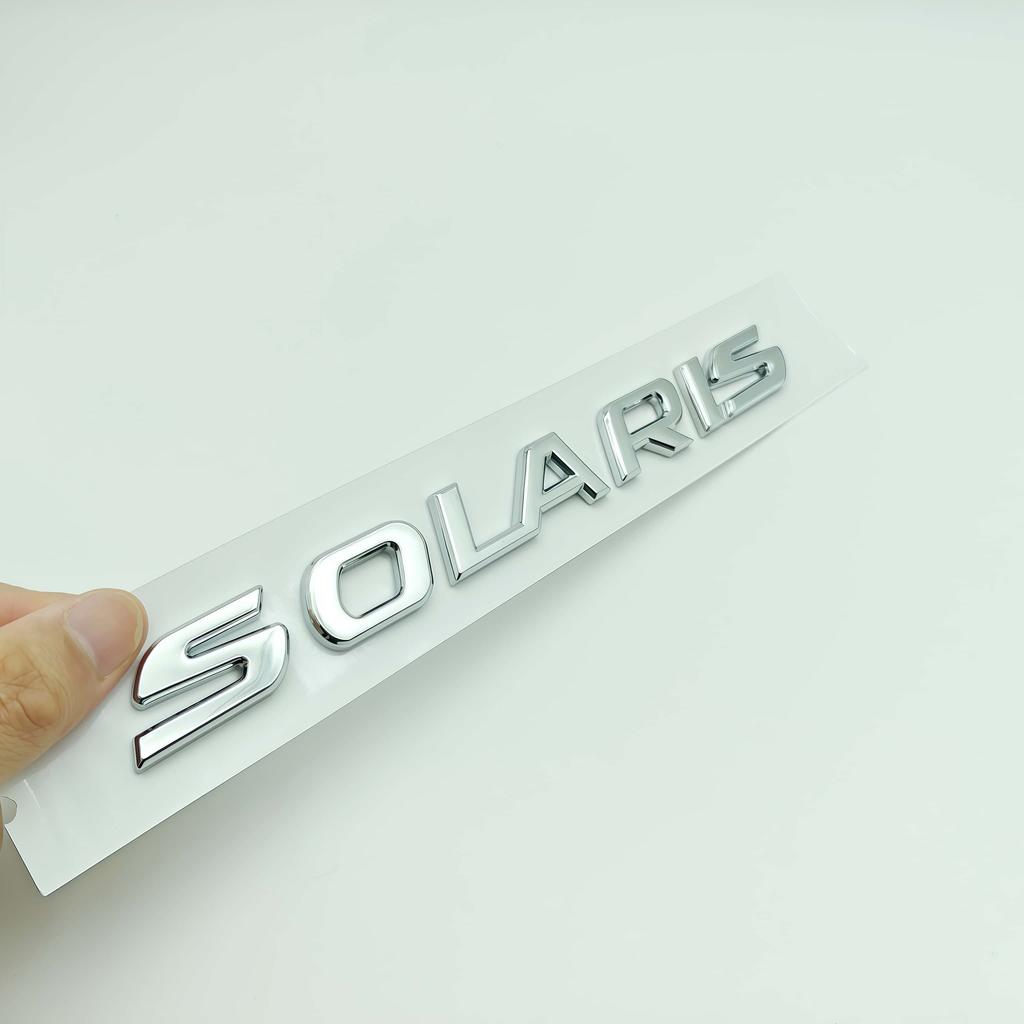 1PC 3D Metal SOLARIS Letters Logo Badge Sticker Car Rear Trunk Emblem Decal for All Cars