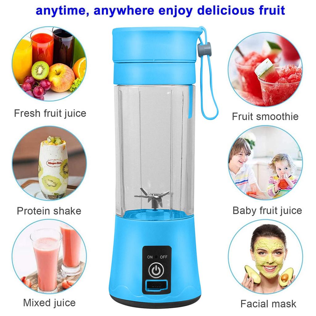 Tragbarer Mixer, persönlicher Entsafter mit wiederaufladbarem USB-Fruchtsaftmixer für Smoothies und Shakes, 380 ml