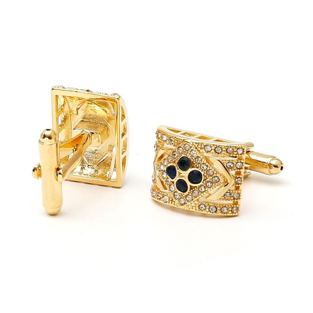 1/2 pair High-End Crystal French Shirt Cuff Buttons Classic Plated Cuff Links Banquet