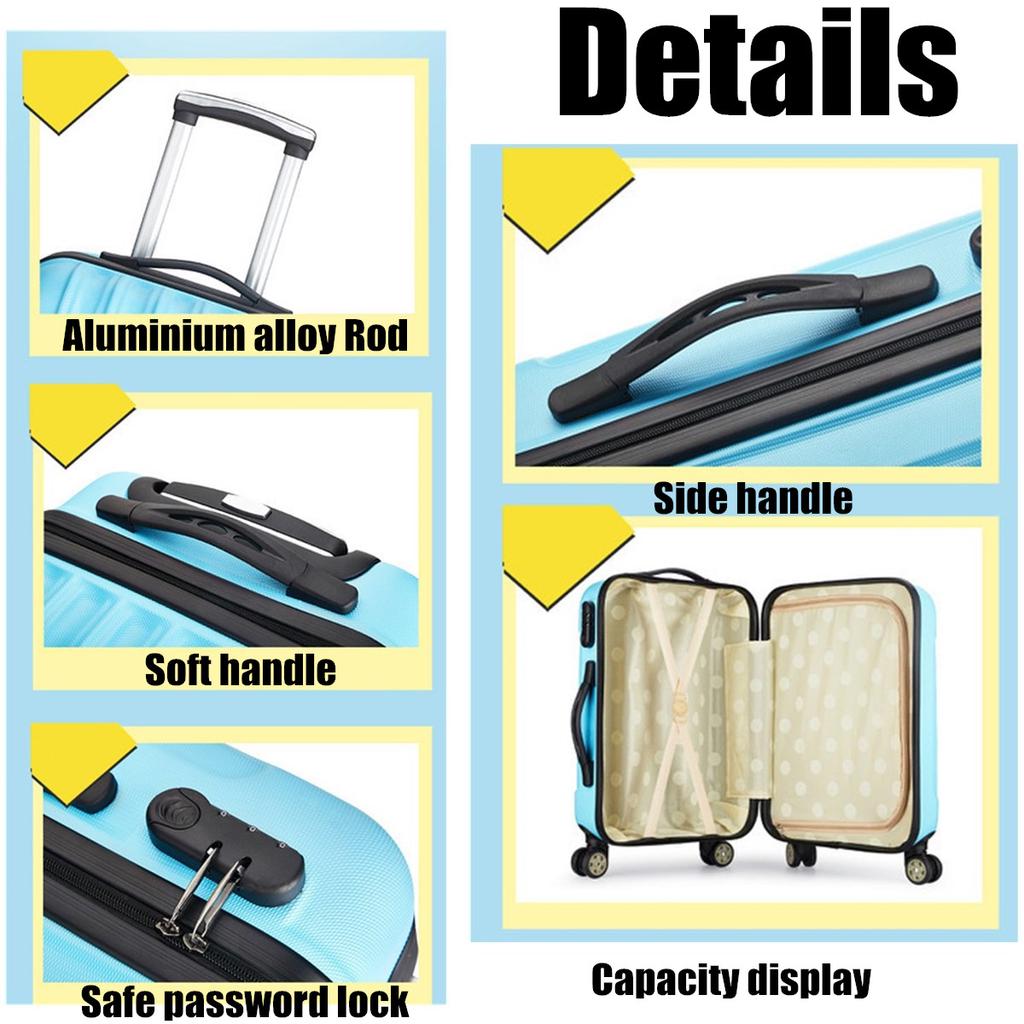 Buy 2PCS/Set Unisex Travel Suitcase Luggage Trolley Password Rolling