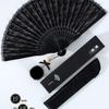 Classic Black Lace Cheongsam Folding Fan - Portable Chinese Style Summer Dance Fan for Ladies