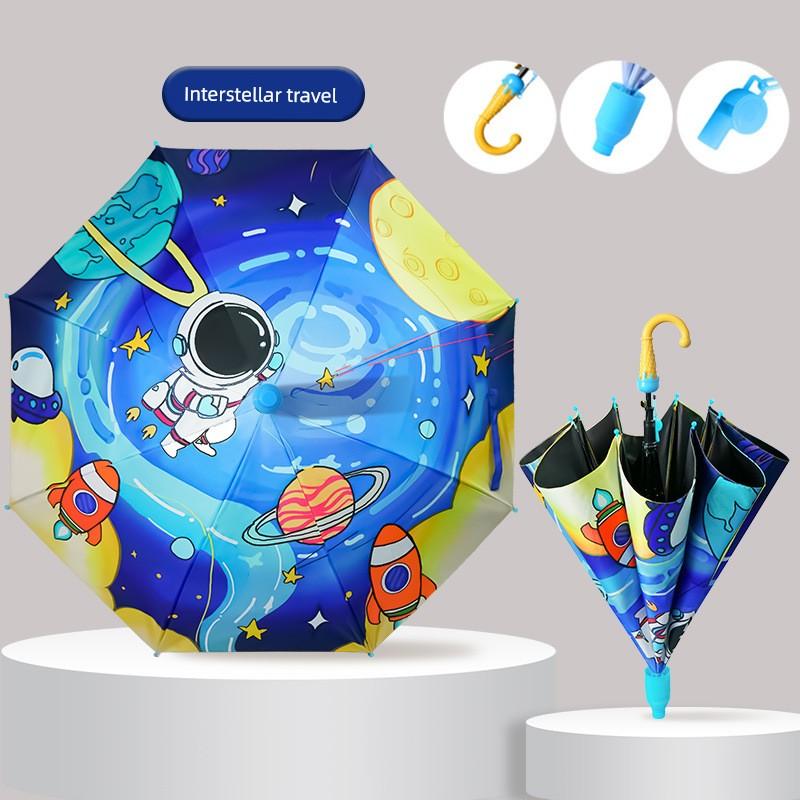 Children's Umbrella for Boys and Girls, Kindergarten and Primary School Students, Cartoon Black Plastic Sun Protection, Dual-Use for Sun and Rain