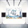 2D Coastal Ocean Ahoy It's a Boy Backdrop for Nautical Themed Baby Shower Decor