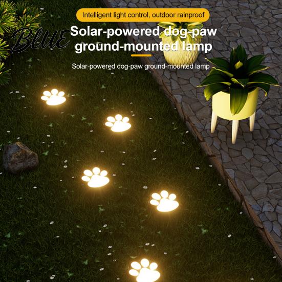 Patio Solar Lighting Stake Waterproof Print Light Lawn Dog Paw LED Garden Long-lasting Lamps Outdoor Decorative Footpath Light for