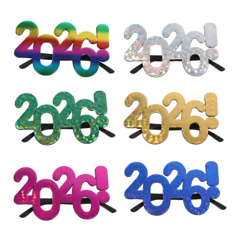 2026 Number Eyeglasses Happy New Year Glasses Diamond Glitter Sunglasses Cosplay Prop Xmas Party Decoration Funny Glasses