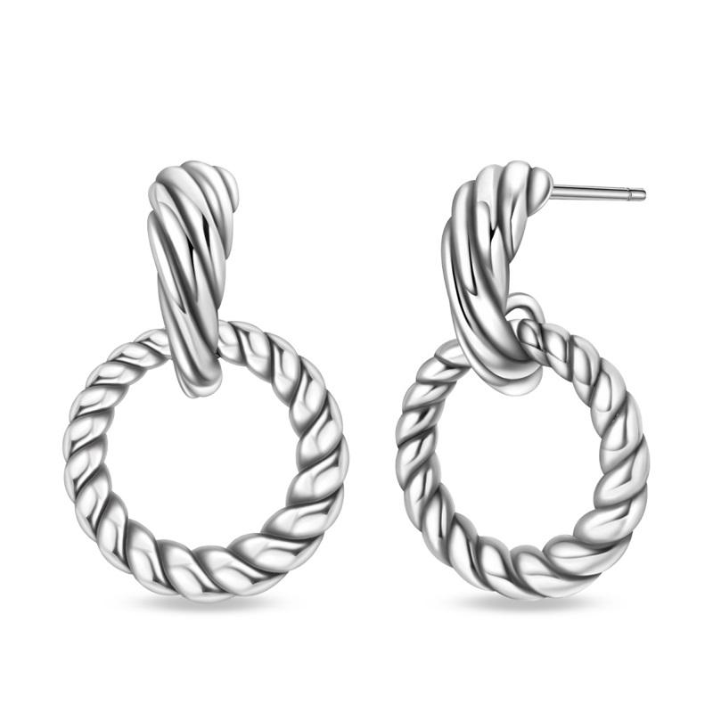 

Retro Style 925 Sterling copper Rope Patterned Braided Sparkling Earrings Party Couple Accessories