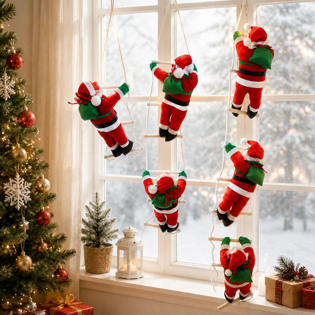 25CM Climbing Santa Doll Plush Christmas Tree Decoration