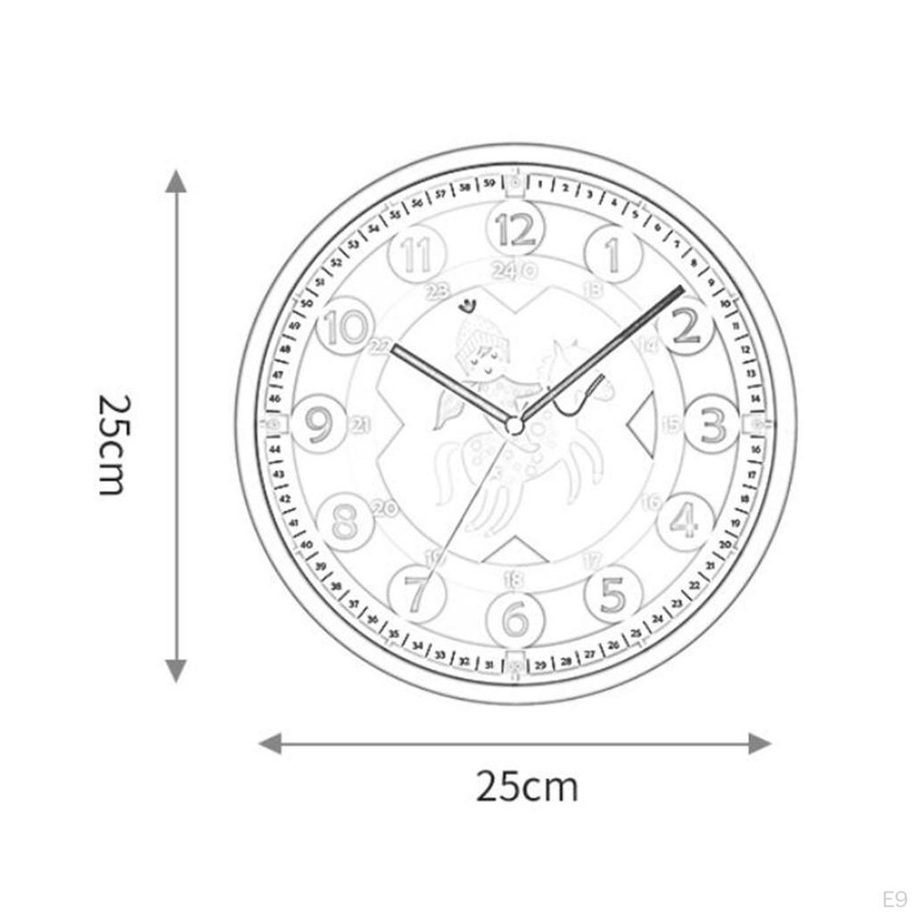 10 Inch Analog for Kids Non Ticking Teaching Clock Educational Tool Learning Bedroom