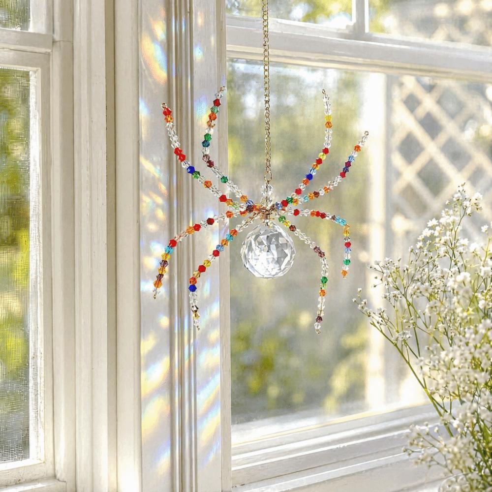 Colorful Beaded Spider and Spider Web Decorations Crystal Halloween Decorations Haunted House