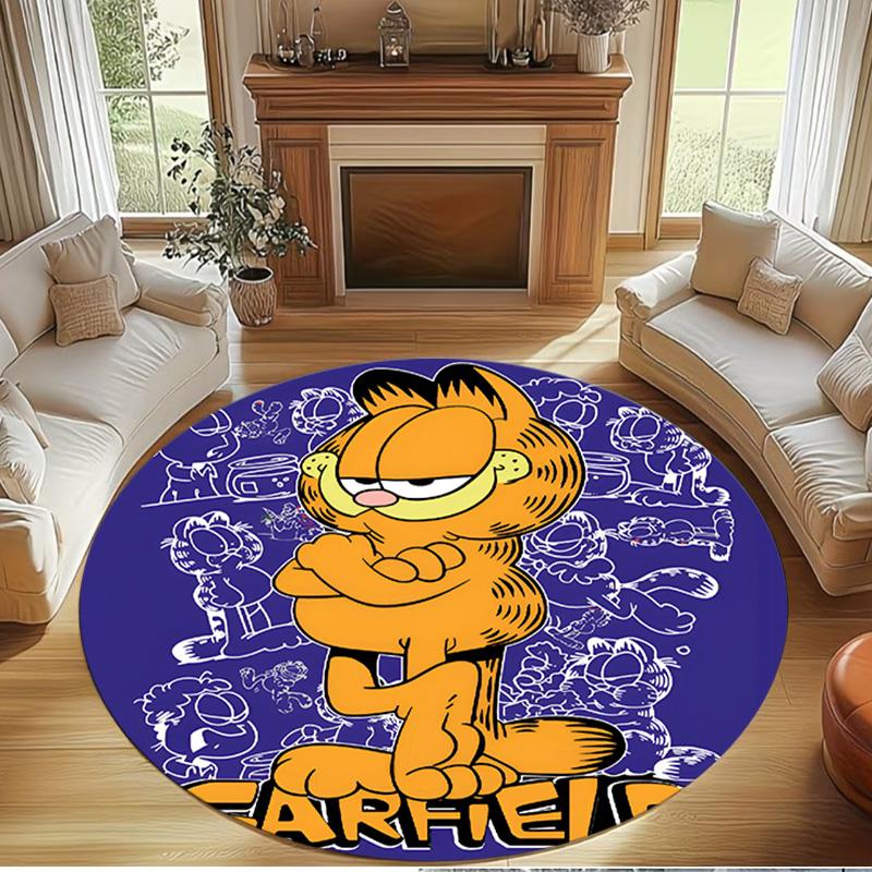 Garfield Print Round Rug, Washable Floor Carpet, For Entryway Dorm Laundry Room Office Study, Home Decor Birthday Christmas Gift