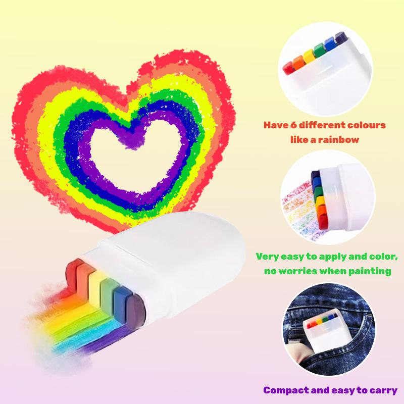 Rainbow Crayon Paint Color Set Toy - Birthday Party Colorful Theme Oil Pastel Accessories, DIY Rainbow Colors Graffiti Pen Toy