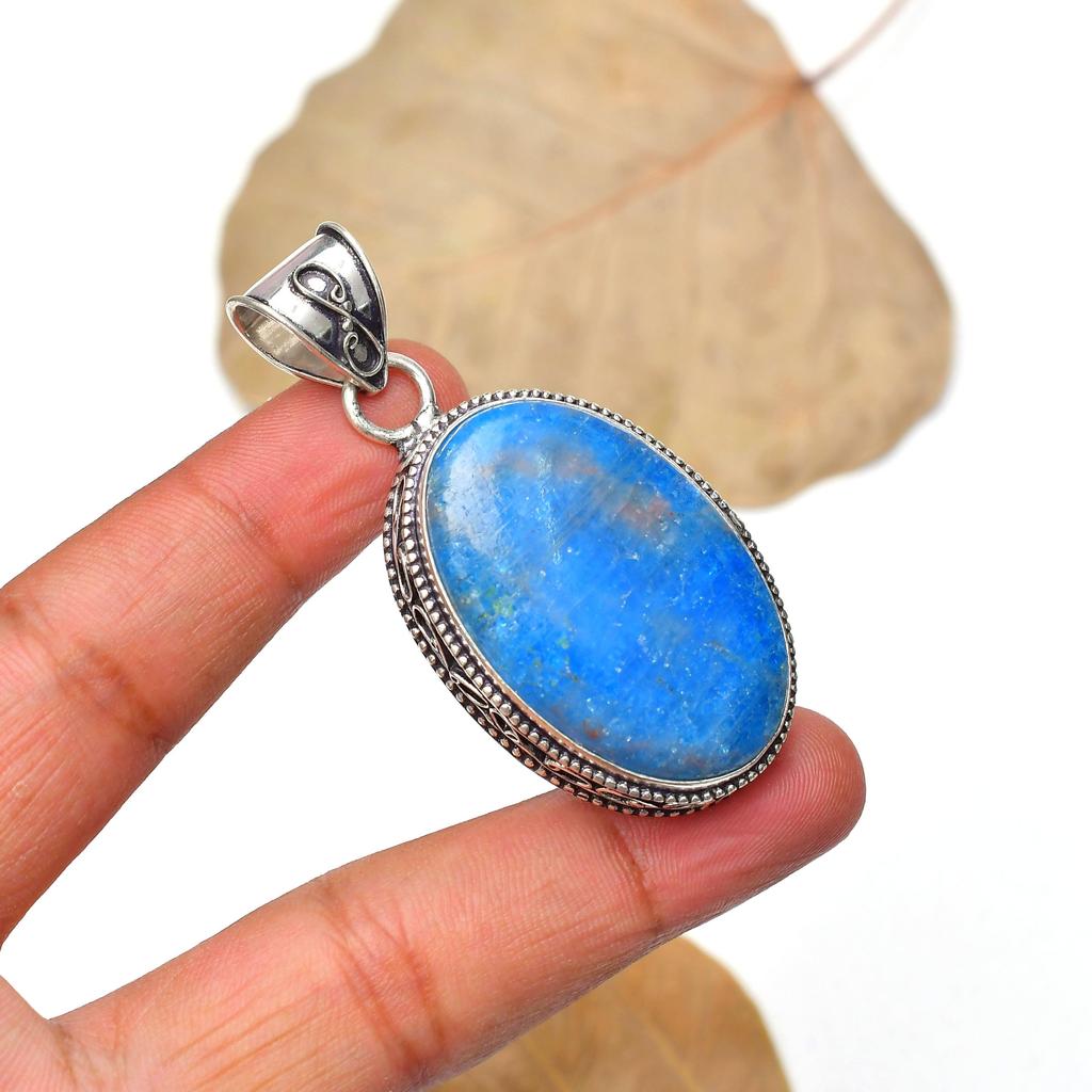Neon Apatite Gemstone Pendant: 925 Sterling Silver Handmade Pendant Necklace Jewelry
