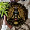 2D Flat Bohemia Aluminium Sign with Meditation & Chakra Pattern - Vintage Figurine Ornaments - Ideal for Front Door, Wall, Porch, Fence Decor - Ideal