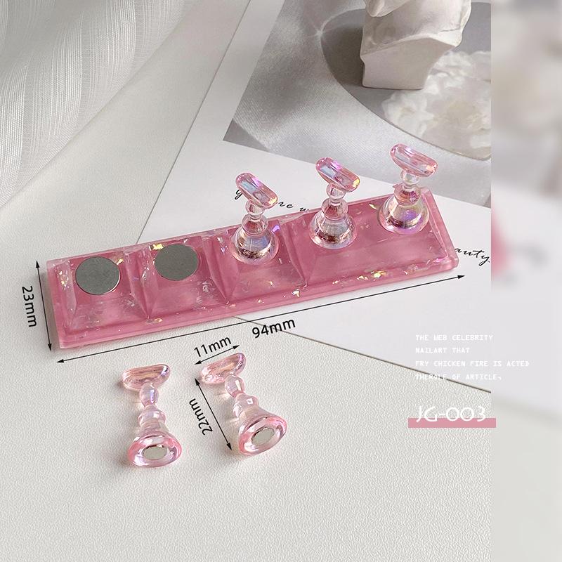 1 Set Transparent Aurora Nail Stand Magnetic False Nails Holder Press On Nail Display Nail Rack Acrylic Nail Training Manicure