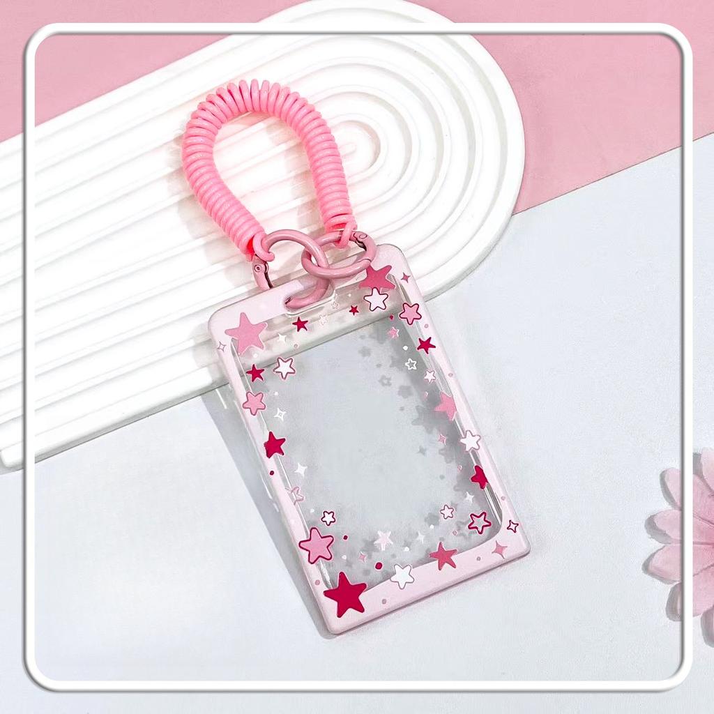 Porte-cartes Couvercle coulissant Étoile Transparent Portable Protecteur d'identité Photo carte Collectionnable Manchon photo Pour un usage quotidien