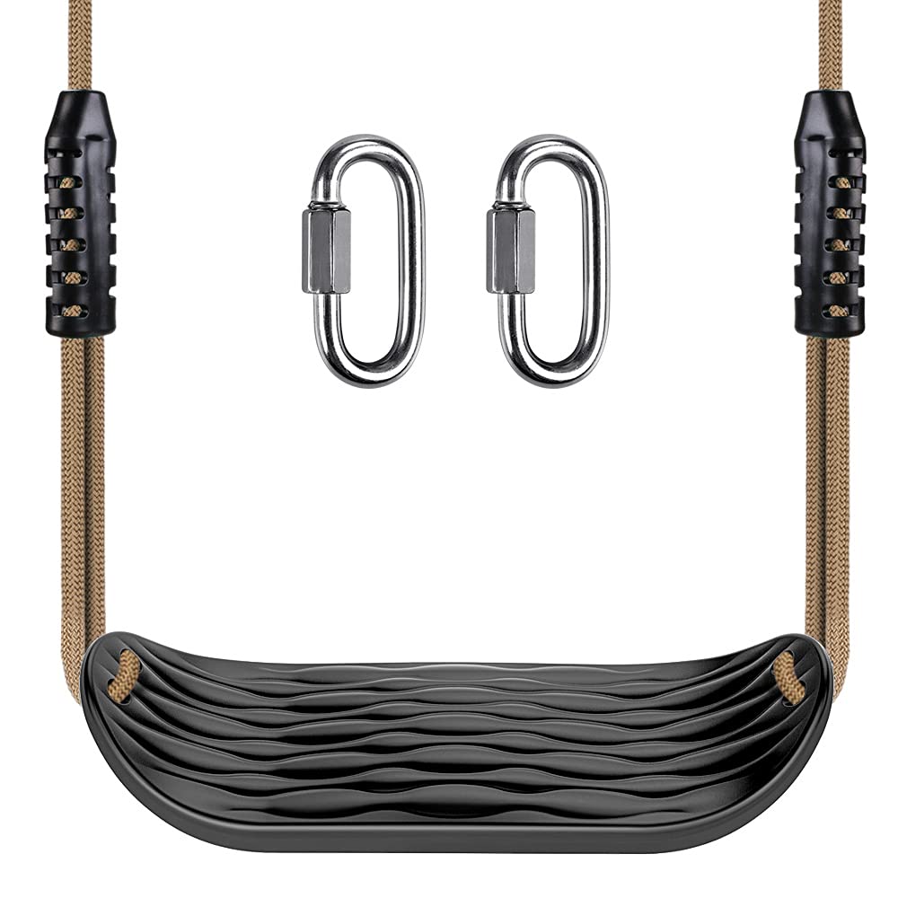 SELEWARE Plastic Swing Tree Swing Set with Adjustable Rope and 2 Heavy Duty Playground Swing Set Accessories for Kids Indoor Outdoor Black Seat,