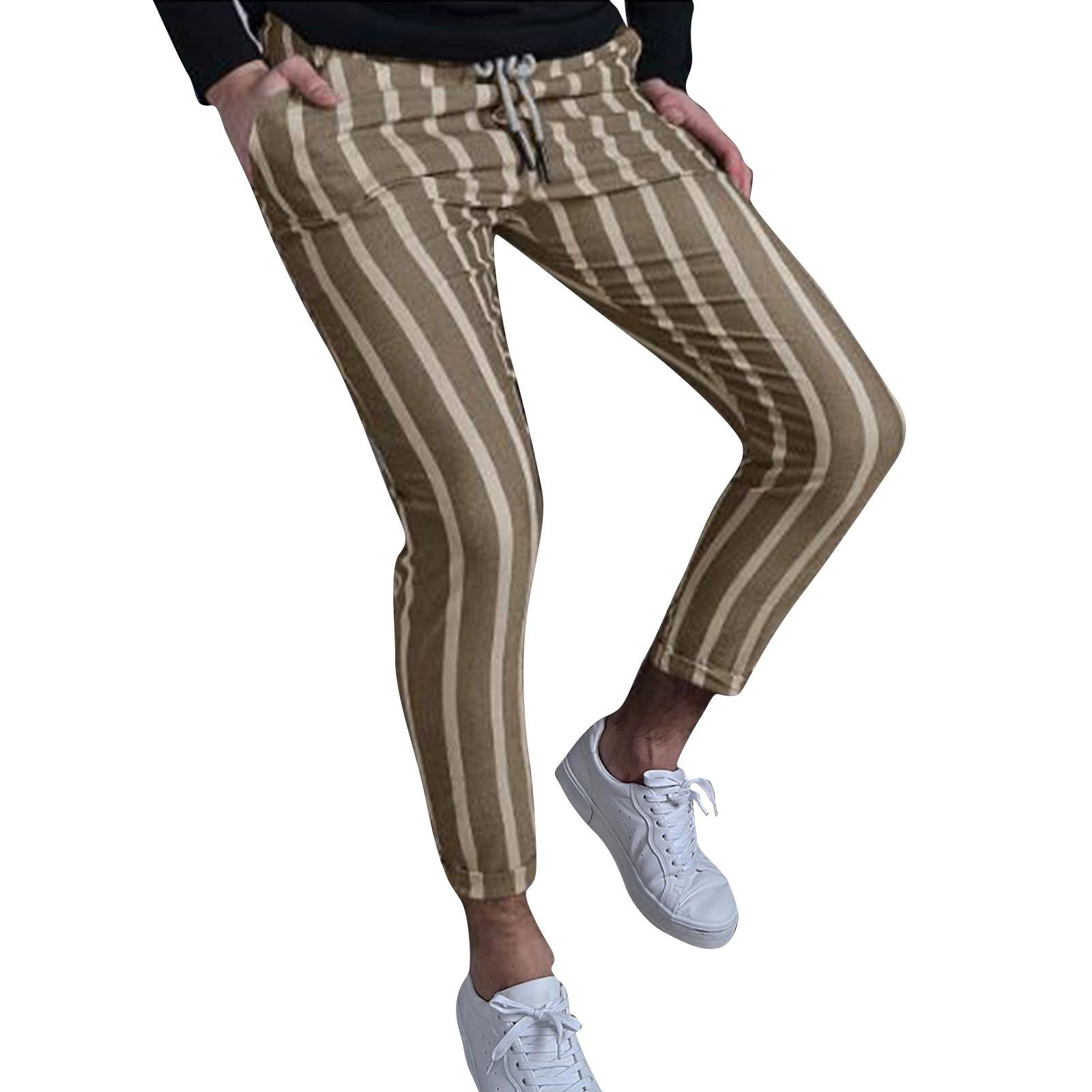 Fashion Men Casual Slim Fit Zipper Long Pants Trousers M хаки
