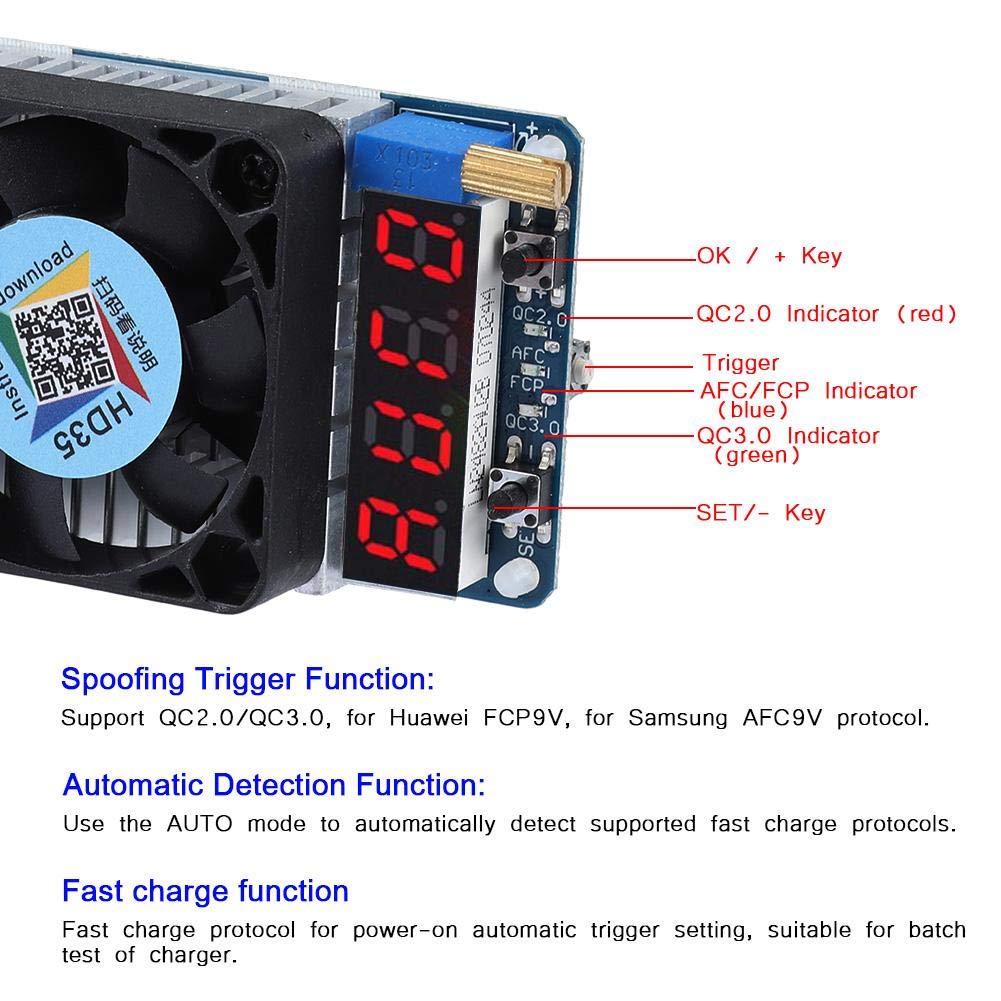 Fosa USB Tester USB Digital USB Last Elektronische Last Widerstandsmodul Smart Auto Schutz Multimeter, 5V/9V/12V/20V Strom/Spannungstester, Tester,