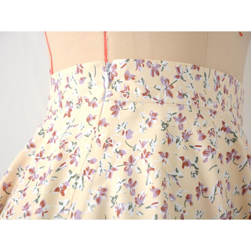 Damen-Bustier-Chiffon-Schirmrock mit Blumenmuster, frischer, süßer, kurzer Rock mit unsichtbarem Reißverschluss