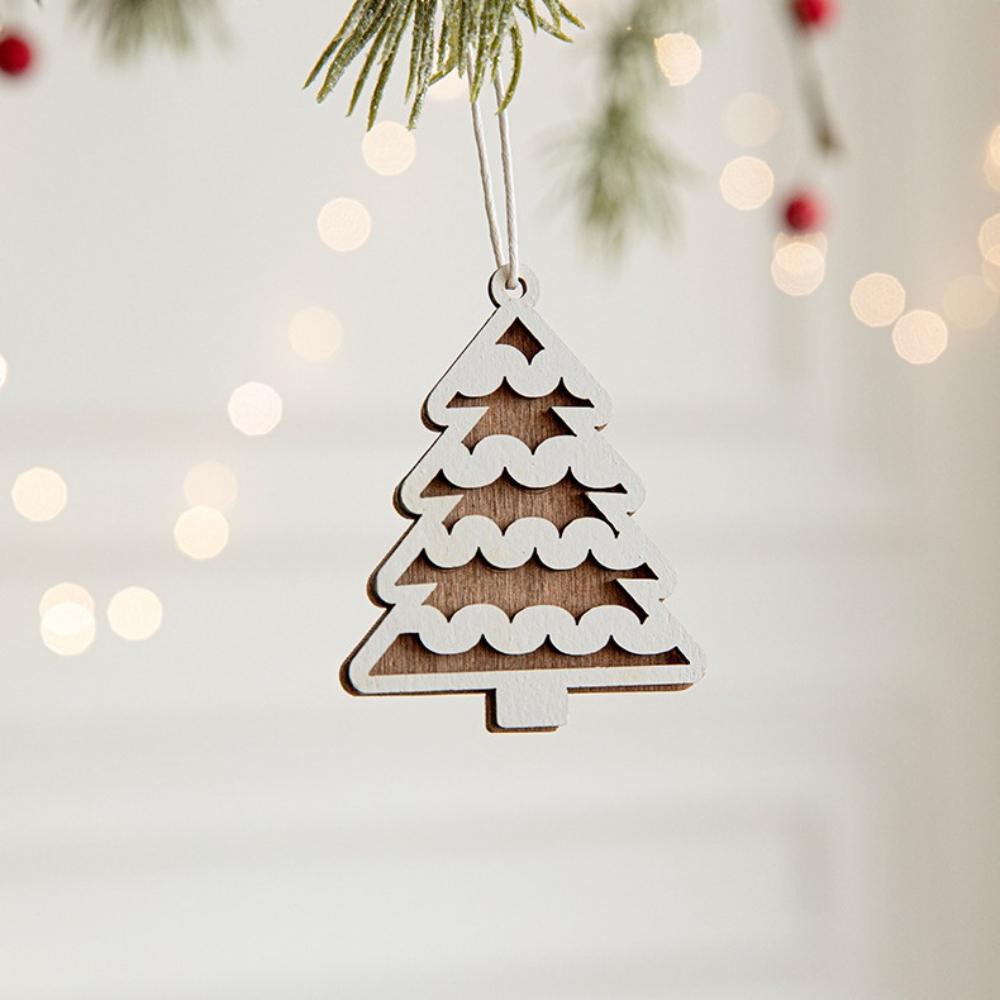 Nordic Carved Cottage Christmas Ornaments 5/10Pcs Set DIY Window Decorations Christmas Tree Pendant Festive Home Accents