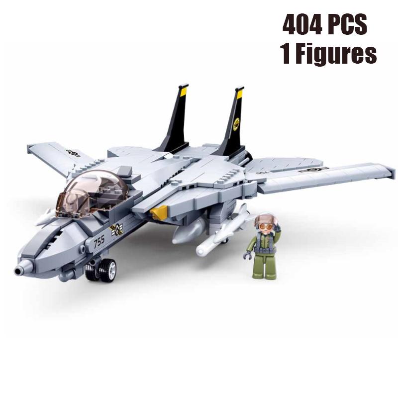 Military Carrier Aircraft Gunship Eagle Stealth Fighter Building Block Sets Classic War Airplane Bricks Kid Educational Toy