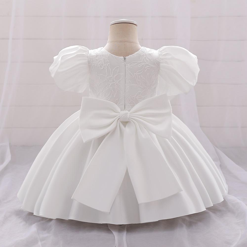 Summer Flower Bow Princess Newborn Kids Dresses for Girls Lace Ball Gown Wedding Bridemaid Prom Party Girl Dress Birthday Child Costume