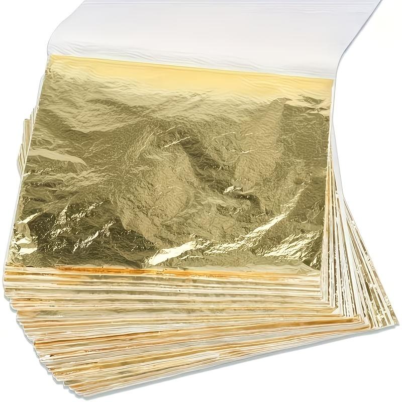 Set of 100Pcs Imitation Gold Foil Paper Sheets, DIY Gilding Flakes for Resin Crafts, Nail Art, Scrapbooking Decor