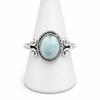 Larimar Oval Ring 925 Sterling Silver, Natural Caribbean Blue Larimar Stone Ring, Vintage Inspired Handmade Jewelry