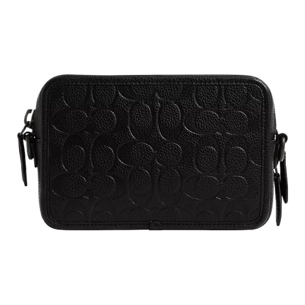 Coach Charter 19 Embossed Monogram Double Zipper Solid Color Leather Crossbody Bag Small Men bags Black CP268-BLK