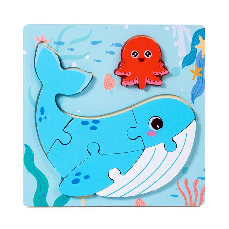 Holz Kinder 3-6 Jahre alt Cartoon dreidimensionales Puzzle Früherziehung Tier Lebensmittelpaarung Früherziehung Lernspielzeug