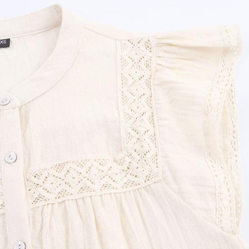 Kaslead New Women clothes Western Style Straight Lace Crocheted Holiday Style Top 3666107