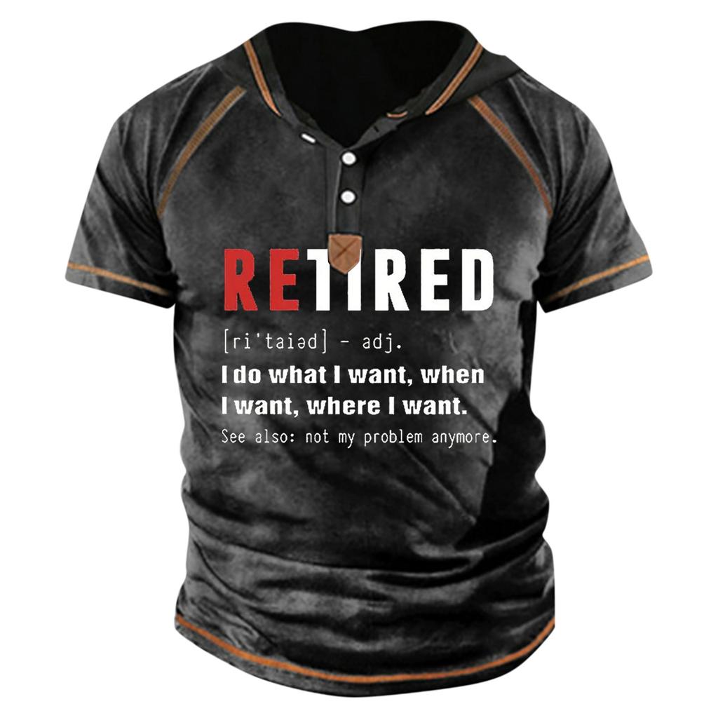 Men'S Printed T-Shirt Outdoor Street Short-Sleeved Hooded Button T-Shirt