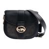 Georgie 21 Carriage Buckle Presbyopic Color Matching Coated Canvas and Leather Crossbody Bag Small Size Women's Dark Brown Black