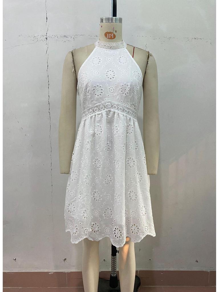 2026 Summer Halter Lace Sleeveless Dress - Women's Casual European & American Style