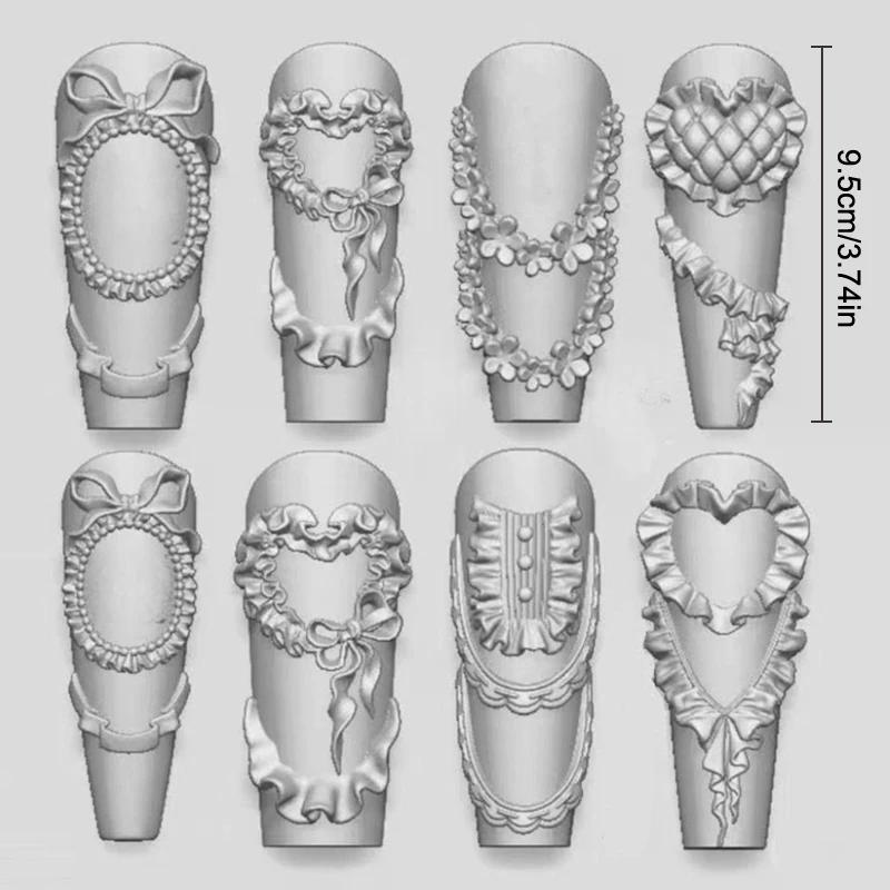 Bow Ribbon Silicone Nail Mold Flower Nail Decorations Nails DIY Design Stereoscopic Stamping Manicure Tools