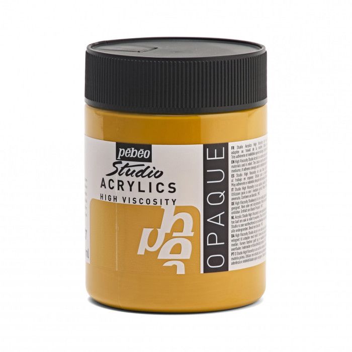 Acrylic Paint - Pebeo - 500 Ml Pot - Yellow Ochre - Main Color Yellow