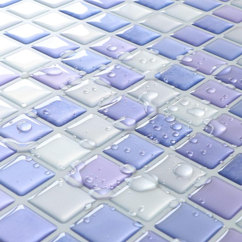 APSOONSELL 3D Mosaic Tile Stickers for Kitchen and DIY Wall Modern Wall Decals (4 Sheets) Bathroom, Stickers, Art, Stylish, Waterproof, (KBMS-06B)