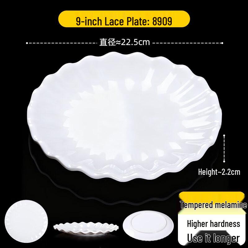 

A3 Imitation Porcelain Melamine Lace-Edge Serving Plate