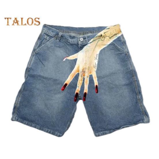 

Мужские джинсовые шорты с застежкой-молнией и принтом в стиле хип-хоп, с карманами, повседневные короткие джинсы для повседневной носки XXL 32