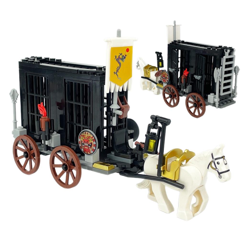 Western Journey Prison Car 10313 Children Assemble Small Particle Building Block Toy White Horse Flag Accessories