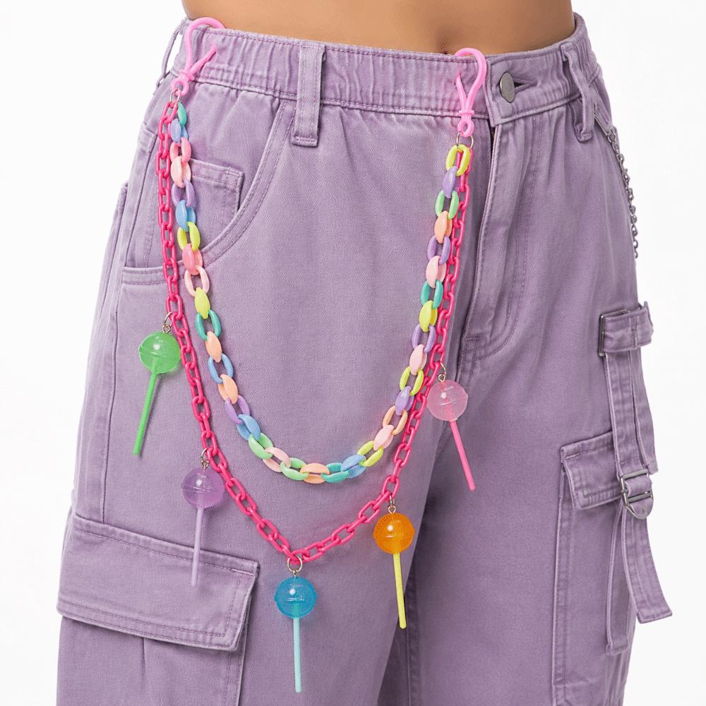 Candy-colored Lollipop Waist Chain Double-layer Resin Chain Keychain Acrylic Trousers Chains  Girls